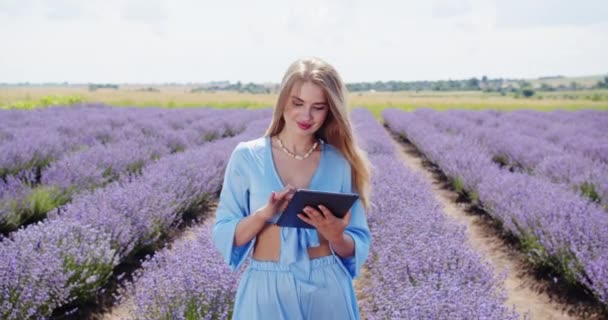 Person Writes Information Tablet — Vídeo de Stock