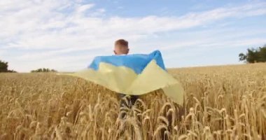 A child with a Ukrainian flag