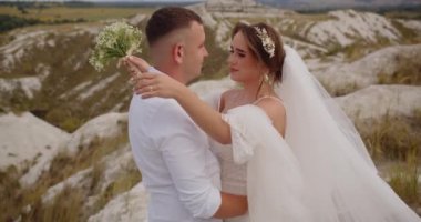 A wedding couple in love at a festive ceremony