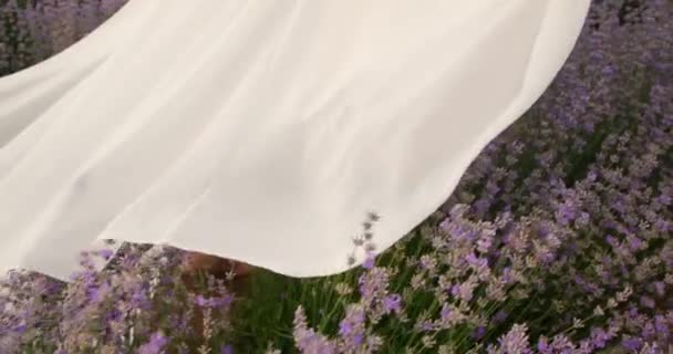 Girl Walks Barefoot Field Long White Plume — Video
