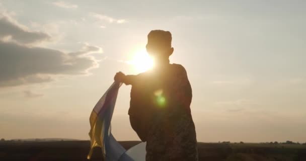 Battez Ennemi Plantez Votre Drapeau Patriote Son Pays Défenseur — Video