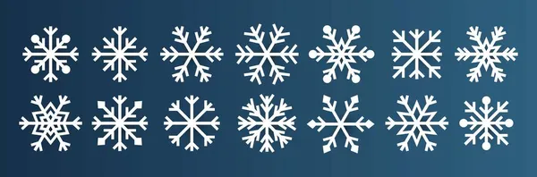 Fiocchi Neve Set Icone Design Decorazione Illustrazione Vettoriale — Vettoriale Stock