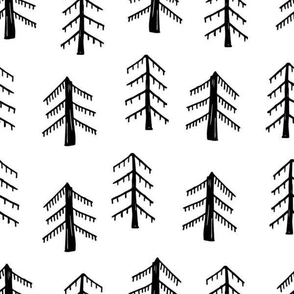 Padrão Sem Costura Com Imagem Árvores Doodle Design Para Papel —  Vetores de Stock