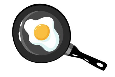 Kızartma tavasında sahanda yumurta. Vektör illüstrasyonu.