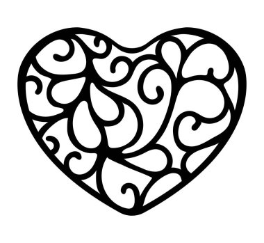 Kalp şeklinde dantelli. Mücevher şablonu. Vektör illüstrasyonu.