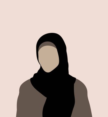 Müslüman bir kadını resmeden bir ilüzyon. Vektör illüstrasyonu.