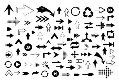 Büyük bir çift farklı ok. Dekorasyon ve tasarım için elementler. Vektör illüstrasyonu.