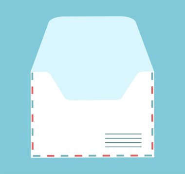 Düz dizaynlı bir zarfı tasvir eden vektör çizimi.