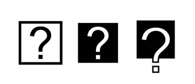 Çerçevesinde soru işareti olan üç ikondan oluşan bir set. Vektör illüstrasyonu.