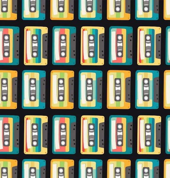 Retro kaset görüntüsü olan kusursuz desen. Kağıt, tekstil ve dekor için tasarım.
