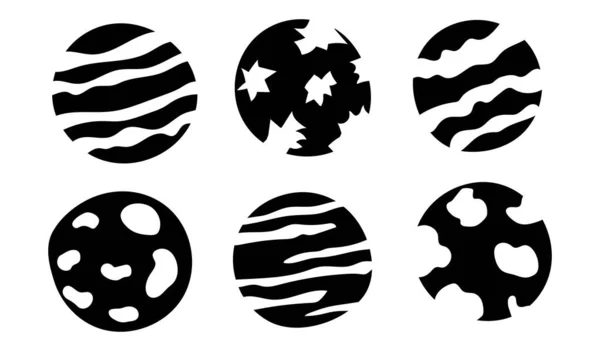Набор Шести Планет Каракулей Абстрактная Векторная Иллюстрация — стоковый вектор