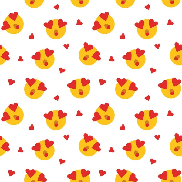 Seamless Pattern Image Emoji Hearts Cute Print Textiles Paper Decor — Stock Vector