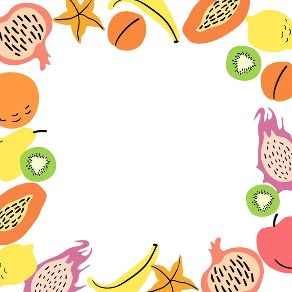 Soyut parlak meyvelerin çerçevesi. Vektör illüstrasyonu.