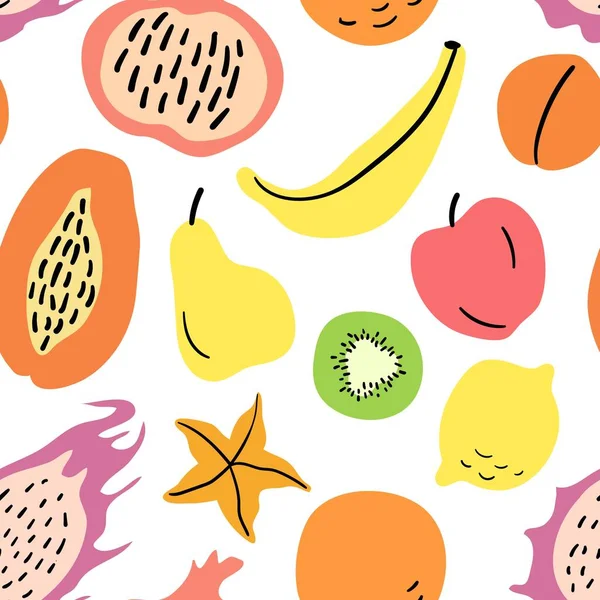 Meyve resimli pürüzsüz bir şekil. Kağıt, tekstil ve dekor için tasarım.