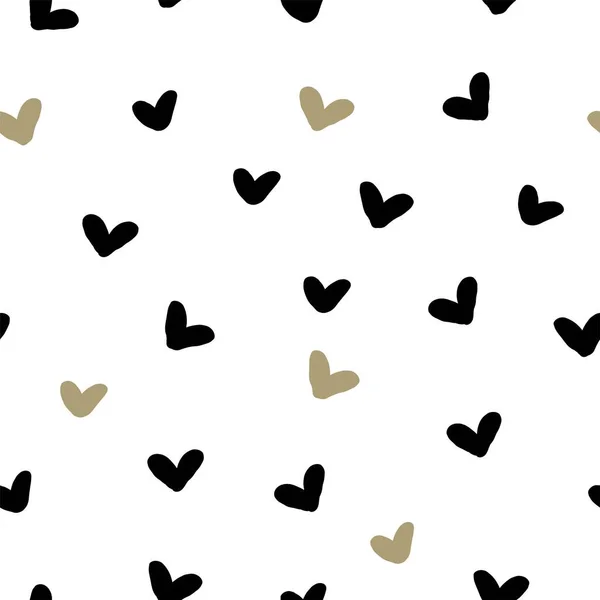 Cute Seamless Pattern Doodle Hearts Vector Illustration — Stock Vector