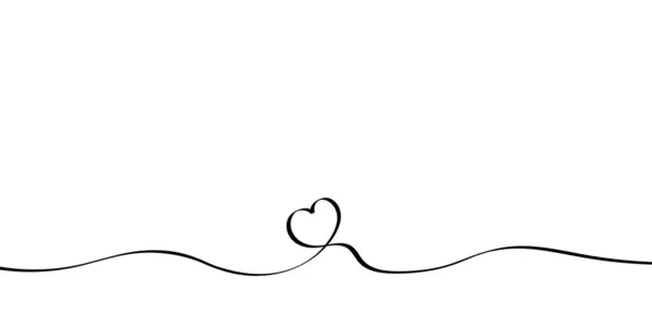 简单的心在一条线 明信片装饰的设计 度假用的设计 — 图库矢量图片