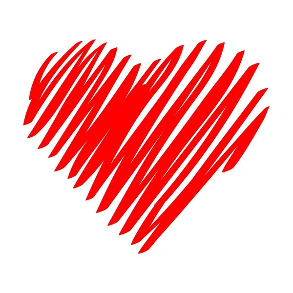 Ikoon Met Een Rood Doodle Hart Valentijnsdag Decoratie — Stockvector