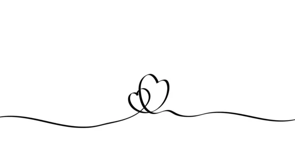 图例描述了一条线上的两颗心 情人节彩带 装饰设计 — 图库矢量图片