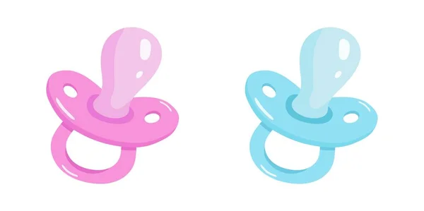 Conjunto Dois Elementos Chupetas Para Menino Menina Rosa Azul — Vetor de Stock