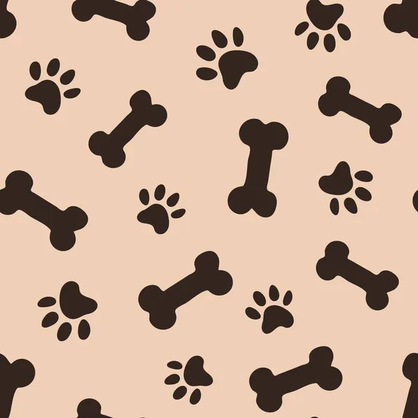 Seamless Pattern Bones Footprints Design Paper Textile Decor — Stock Vector