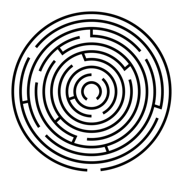  Bulmaca: Labirent yuvarlak. Siyah ve beyaz vektör çizimi.