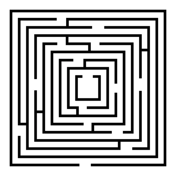 Puzzle Square Maze Black White Vector Illustration — Stock Vector