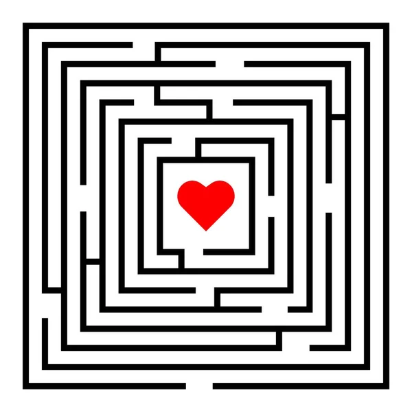 Square Maze Heart Middle Design Decoration — Stock Vector