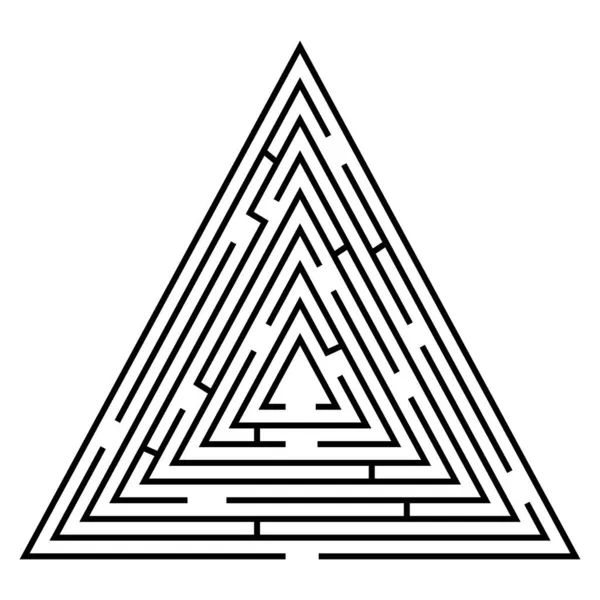 Puzzle Laberinto Triangular Ilustración Vectorial Blanco Negro — Vector de stock