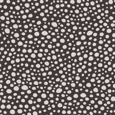 Farklı boyutlardaki noktaların görüntüsüyle kusursuz desen. Vektör çizimi. Kağıt, tekstil ve dekor için tasarım.