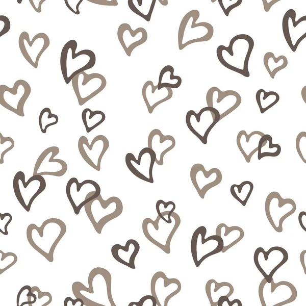 Seamless Pattern Image Doodle Hearts Beige Colors Design Paper Textiles — Stock Vector