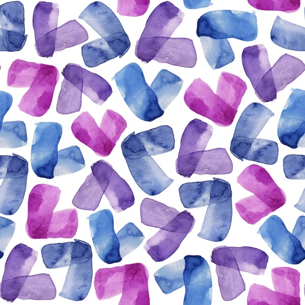 Seamless Pattern Image Watercolor Blue Purple Hearts Design Paper Textiles — Fotografia de Stock