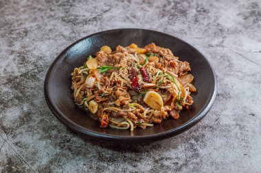 Kore yemeği marine edilmiş fasulye filizleri kızartma tabağı.