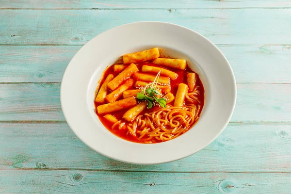 Torta Riso Fritto Coreano Tteokbokki — Foto Stock