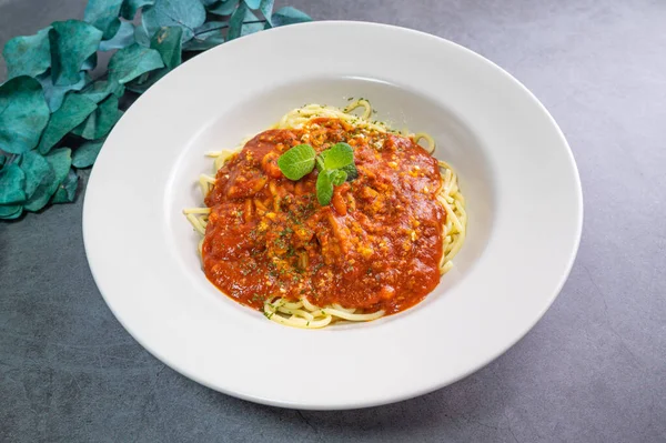 Leckere Spaghetti Mit Bolognese Sauce — Stockfoto
