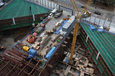 Seul şehir merkezinde inşaat alanı.