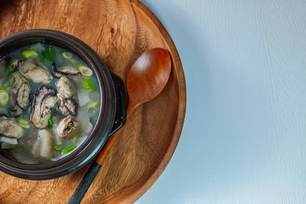 Gulguk Korean Style Oyster Soup Made Boiling Fresh Oysters Radish — Stock Photo, Image