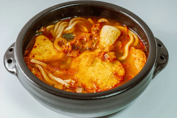 Kimchi Nabe Udon Japonês Estilo Kimchi Hot Pot Udon — Fotografia de Stock