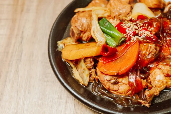 Andongjjimdak Korean Braised Chicken Make Dish Chicken Cut Pieces Braised — Stock Photo, Image