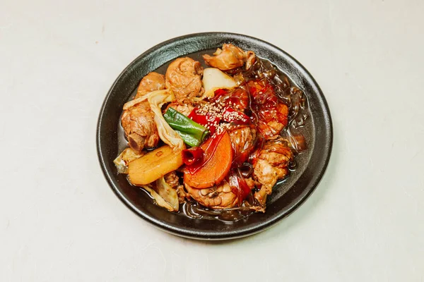 Andongjjimdak Korean Braised Chicken Make Dish Chicken Cut Pieces Braised — Stock Photo, Image