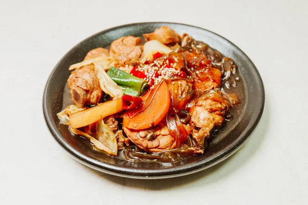 Andongjjimdak Korean Braised Chicken Make Dish Chicken Cut Pieces Braised — Stock Photo, Image