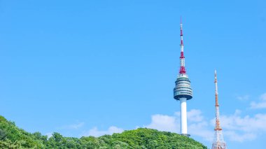 Namsan Seoul Tower, a landmark in Seoul, South Korea photographed against a clear sky during the daytime
