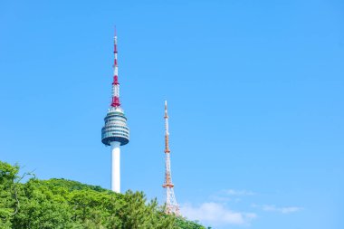 Namsan Seoul Tower, a landmark in Seoul, South Korea photographed against a clear sky during the daytime