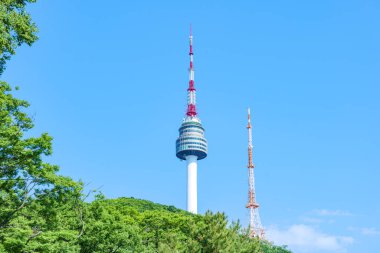 Namsan Seoul Tower, a landmark in Seoul, South Korea photographed against a clear sky during the daytime