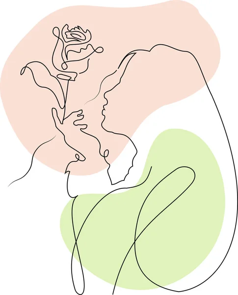 Nice Wallpaper Girl Holding Flower Her Hand Line Art Way — Διανυσματικό Αρχείο