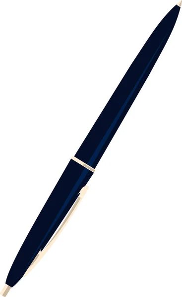 Bolígrafo Color Azul Oscuro Clip Dorado — Vector de stock