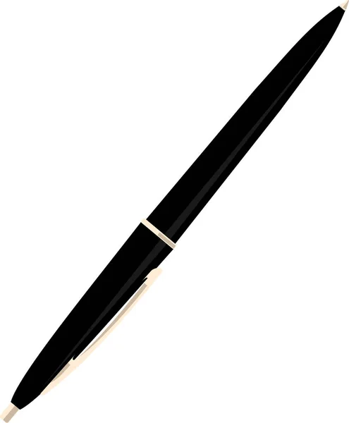 Bolígrafo Con Color Negro Oscuro Clip Dorado — Vector de stock
