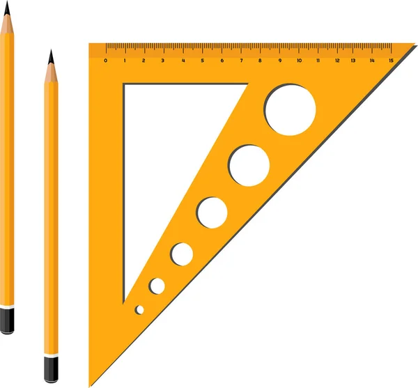 Triángulo Geométrico Naranja Para Dibujar Formas Con Conjunto Círculos Diferentes — Vector de stock