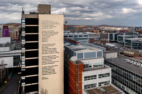 Sheffield March 2022 Aerial View What Poem Andrew Motion Written — ストック写真