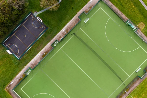 Aerial View Sports Stadium Outdoor Hockey Pitch Basketball Court Amateurs — Stockfoto