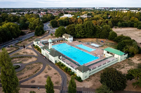 Peterborough August 2022 Aerial View Peterborough Vivacity Lido Outdoor Swimming — Foto de Stock